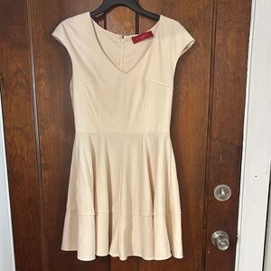 AKIRA Cream Fit and Flare Mini Dress with Flutter Cap Sleeves